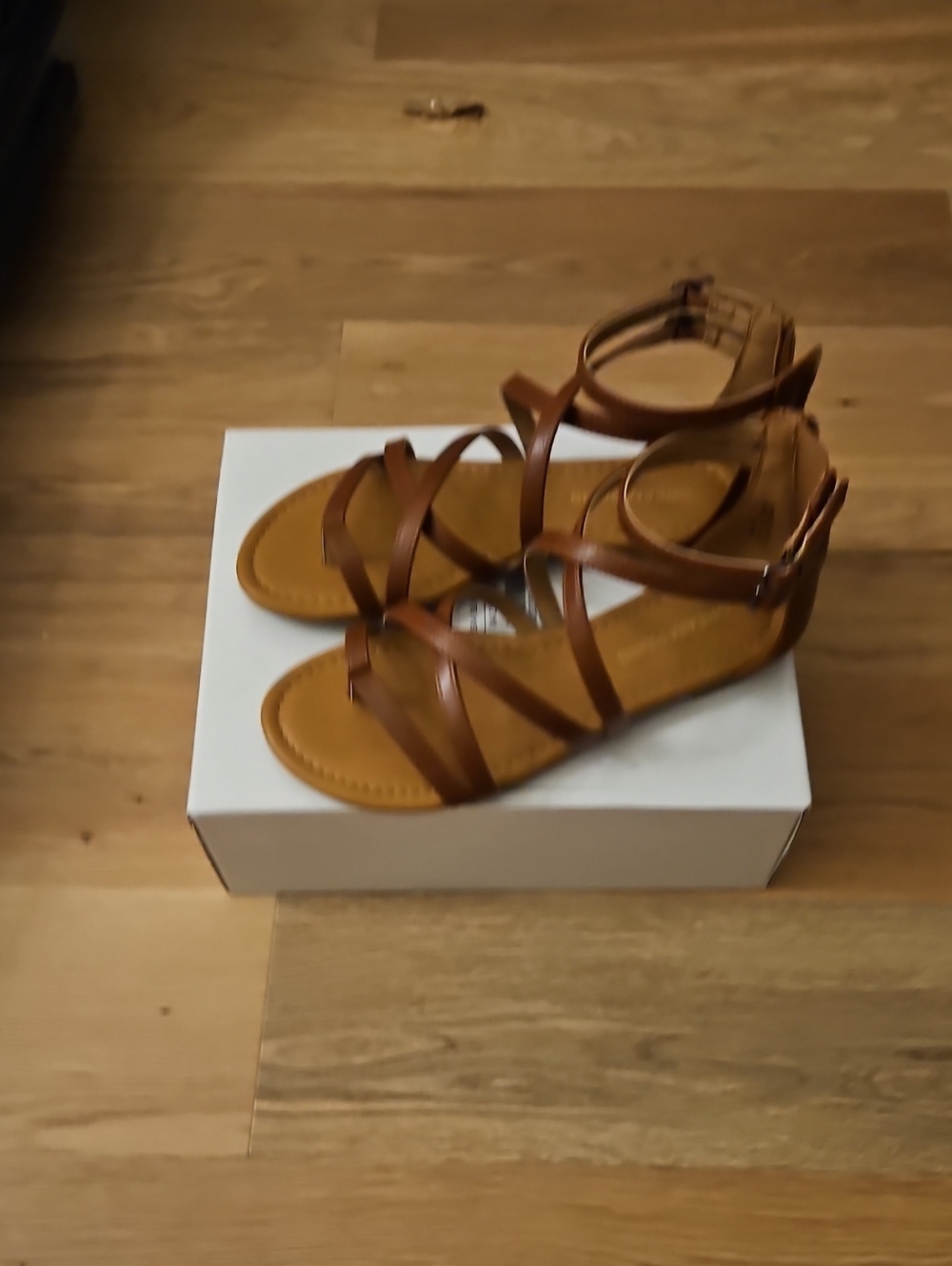 Women’s Brown Strappy Ankle-Cuff Sandals